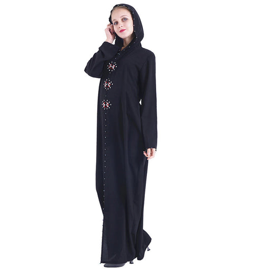 Dubai Turkish Muslim Hijab Dress β Beaded Rhinestones | Hand-Stitched Abaya for All Seasons