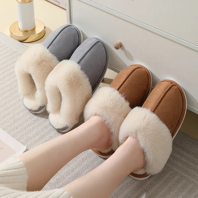 Winter Warm Plush Indoor Slippers for Women – Soft, Non-Slip Cozy Home Shoes